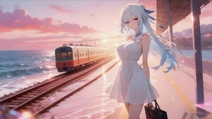 海边车站女孩