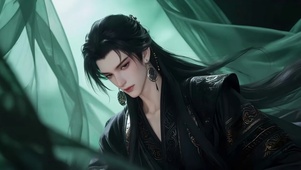 墨色古风少年