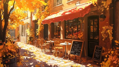 金色秋日浪漫城市街道