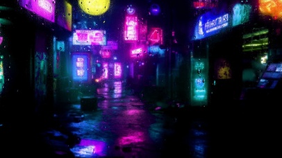 赛博街区雨夜