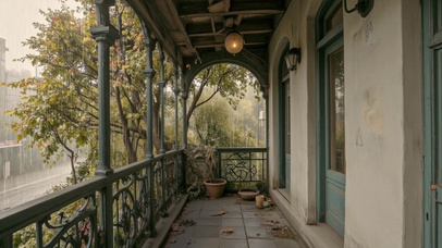 【雨景】老宅的阳台