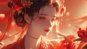 红色系汉服美人