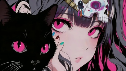 可爱女孩猫咪