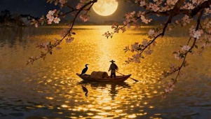 夕阳樱花树