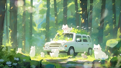 森林林中的小汽车