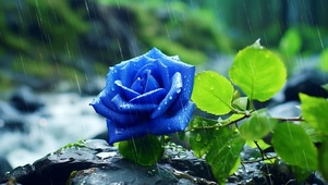 雨中蓝玫瑰