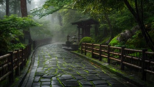 雨天幽静古道 