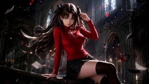 暗夜红裙少女