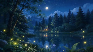 萤火星夜木屋 护眼