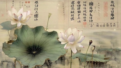 荷叶荷花水墨画古诗词唯美励志