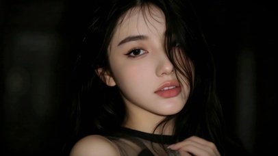 朦胧感眨眼的美女