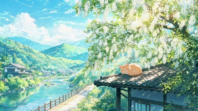 屋顶上的可爱小猫