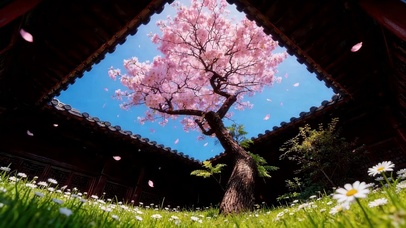 小院樱花树