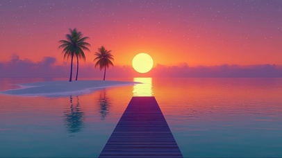 梦幻落日热带海洋海岛