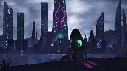 赛博朋克湖边女孩