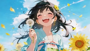 可爱蒲公英女孩