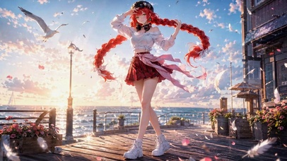 海边红发少女