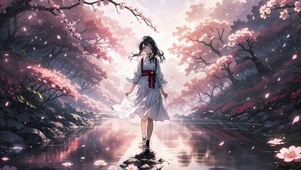 樱花树下的少女