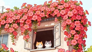 护眼小清新两只猫咪