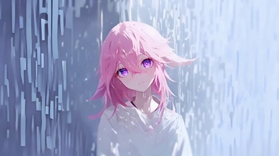 雨天氛围感 粉发少女