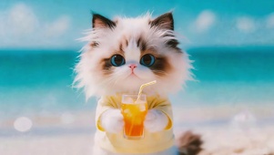 可爱果汁猫咪