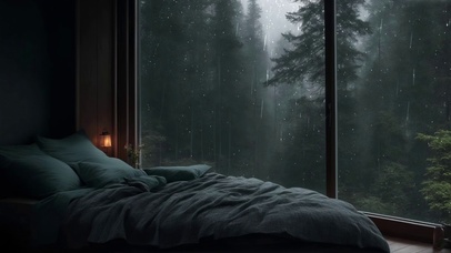 舒适雨夜森林卧室