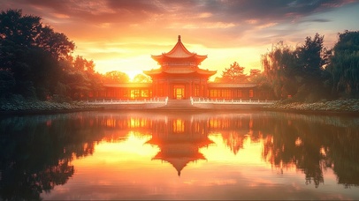 梦幻晚霞古风公园