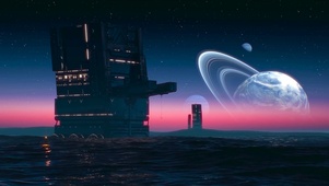 科幻海面站台浮标