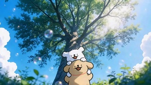 线条小狗的快乐夏天