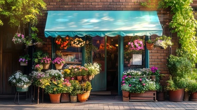 城市静谧浪漫鲜花商店