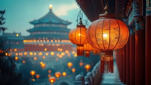 古风建筑灯笼