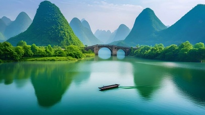 护眼绿色桂林山水