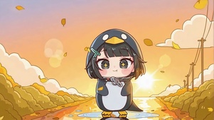 秋日小路企鹅宝宝
