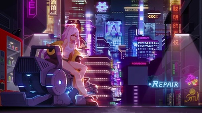 像素风 赛博朋克女孩
