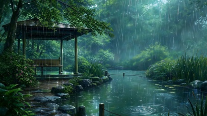 雨落池畔 听雨声
