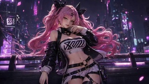 霓虹粉发少女