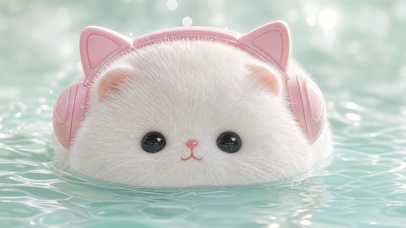 水上可爱小猫