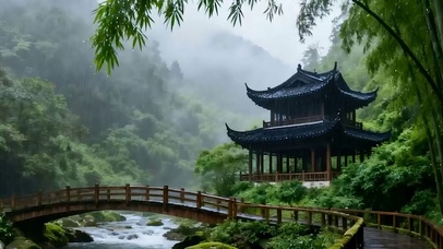 古风山水带鱼屏