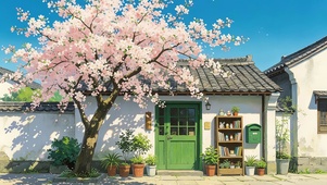 门口樱花树