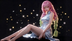 梦幻雪花粉发旗袍美少女