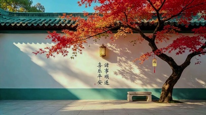 治愈红枫光影