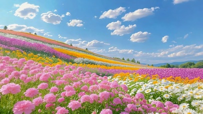 蓝天下花海