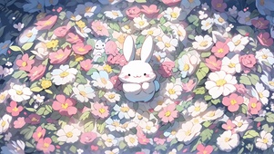 4K 花丛兔子