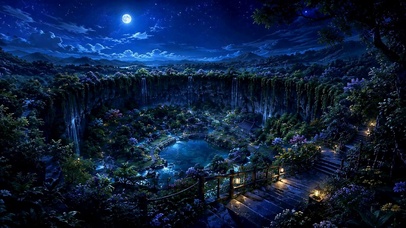 月夜星空山谷秘境