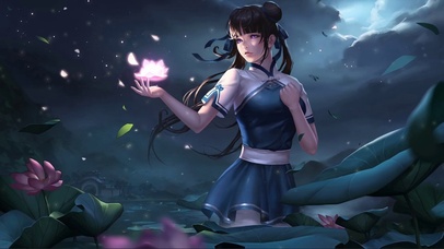 荷花池少女