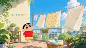 阳台晾晒蜡笔小新