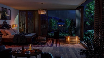 雨夜舒适的卧室