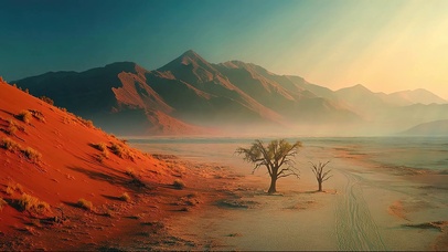 日出清晨迷雾山谷小径