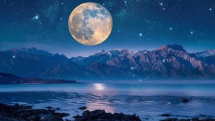 梦幻湖水夜景