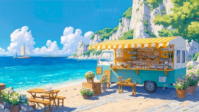 夏日海边便利车